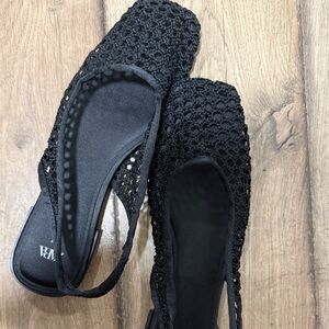 Zara Black Crochet Slingback Sandals